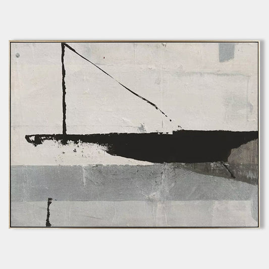 Contemporary Black and White Abstract Oil Painting for Modern Home Decor