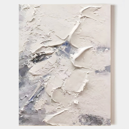 Textured White Abstract Oil Painting for Modern Home Decor