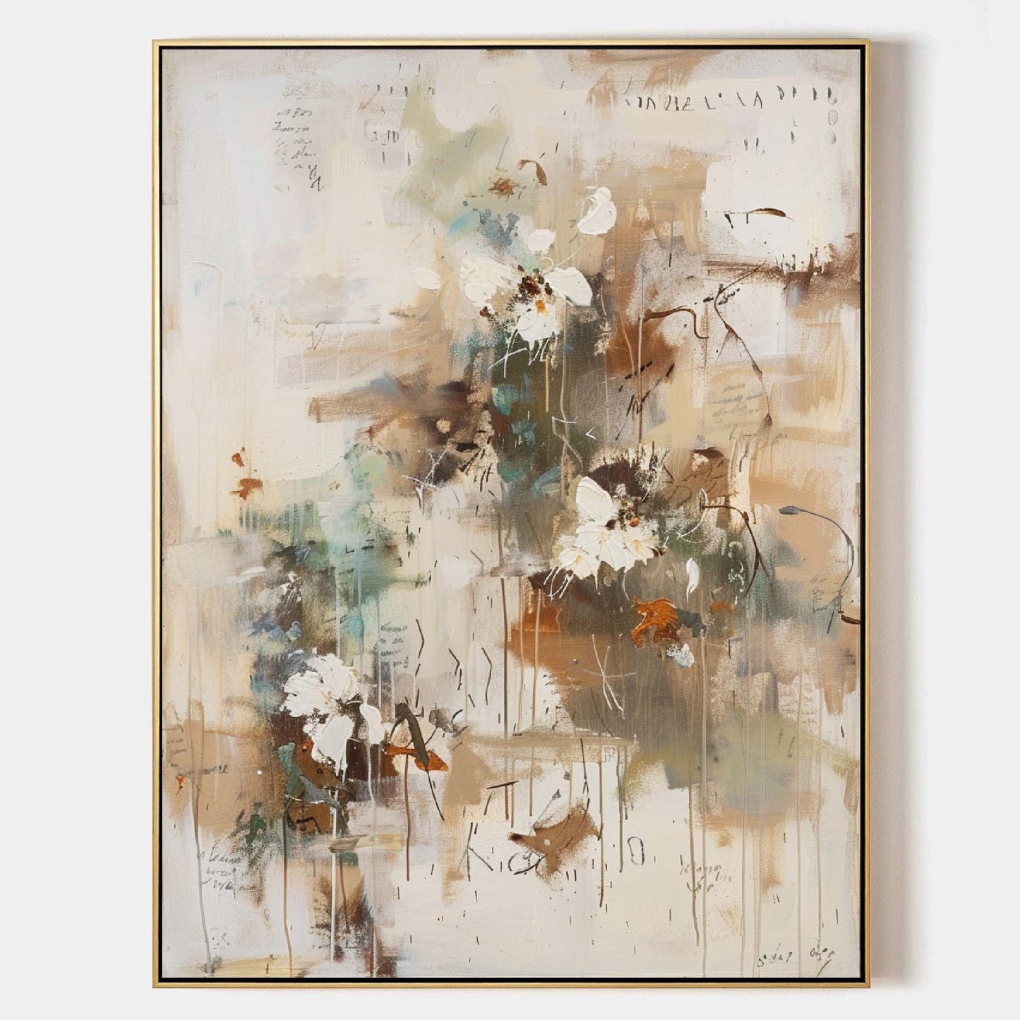 Elegant Floral Abstract Oil Painting for Contemporary Home Decor
