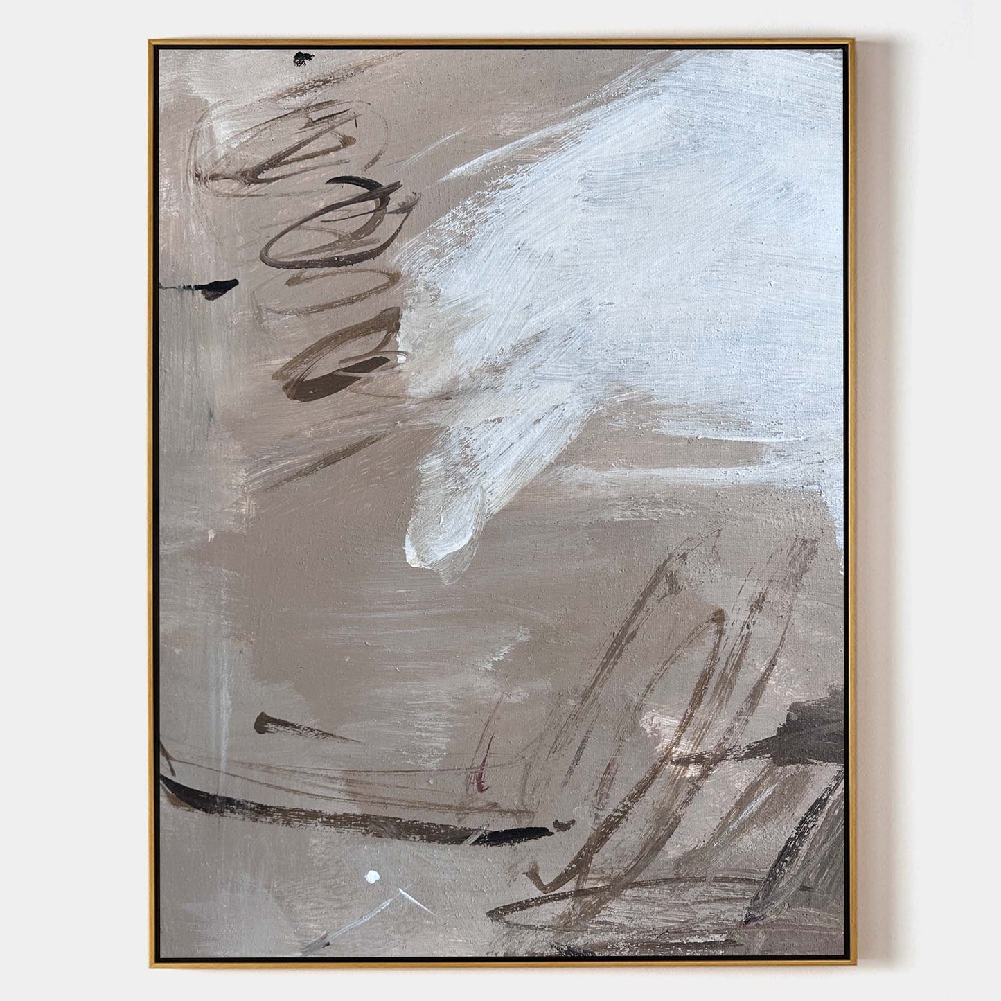 Contemporary Abstract Oil Painting with Dynamic Textures and Muted Colors