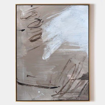 Contemporary Abstract Oil Painting with Dynamic Textures and Muted Colors