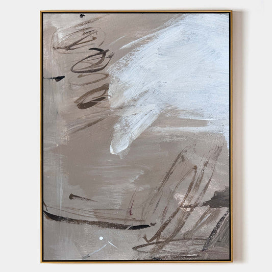 Contemporary Abstract Oil Painting with Dynamic Textures and Muted Colors