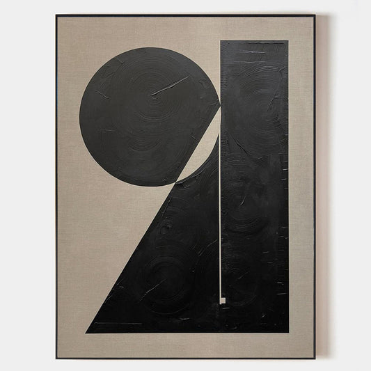 Contemporary Black and White Abstract Oil Painting for Modern Home Decor