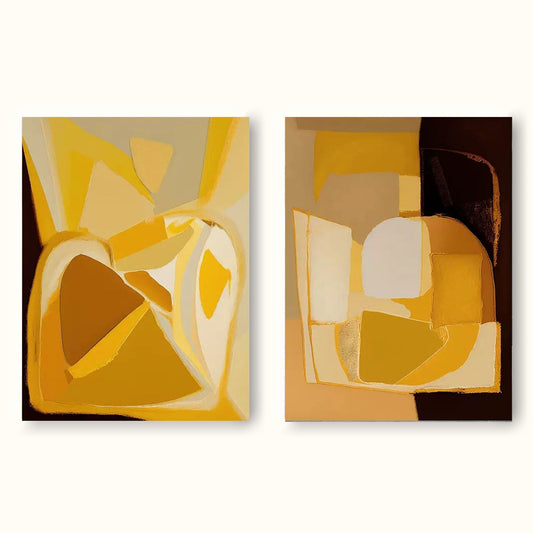 Modern Minimalist Yellow Abstract Oil Painting for Contemporary Decor