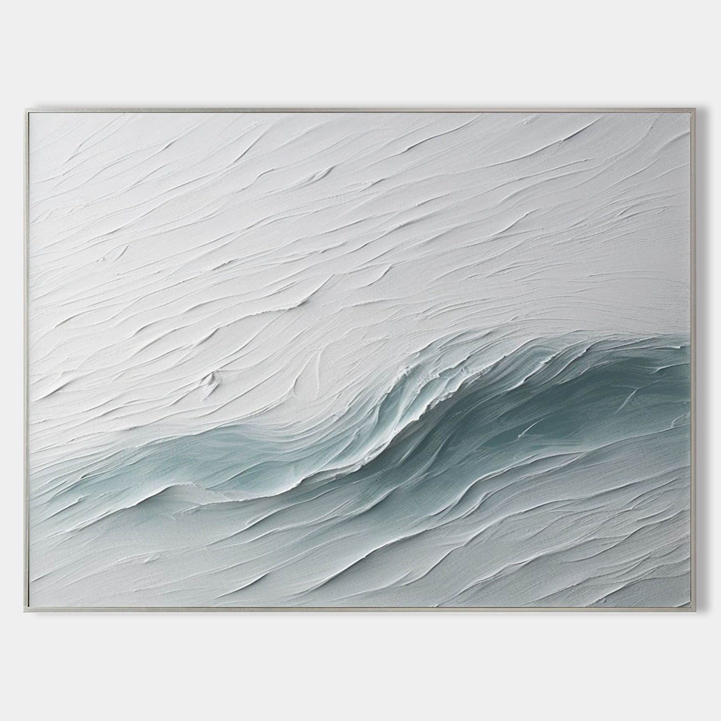 Abstract Ocean Wave Oil Painting with Textured Plaster Finish for Modern Home Decor