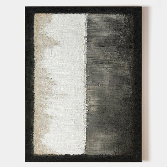 Contemporary Minimalist Oil Painting in Black and White for Modern Interiors