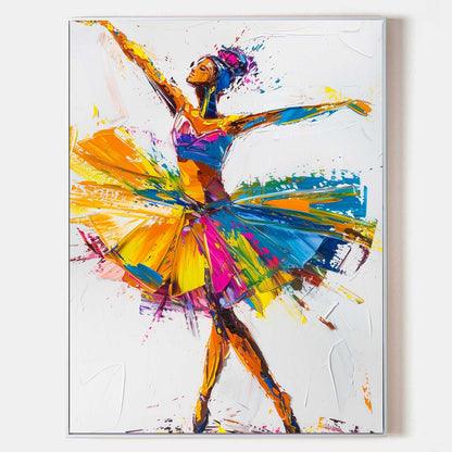 Vibrant Ballerina Dance Oil Painting in Modern Abstract Style for Unique Home Décor