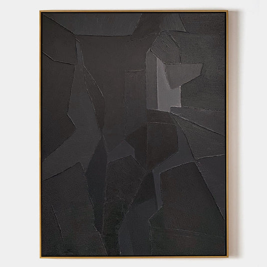 Contemporary Black Abstract Oil Painting for Modern Art Enthusiasts