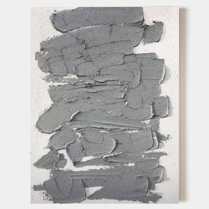 Modern Wabi-Sabi Gray Abstract Oil Painting for Contemporary Wall Decor