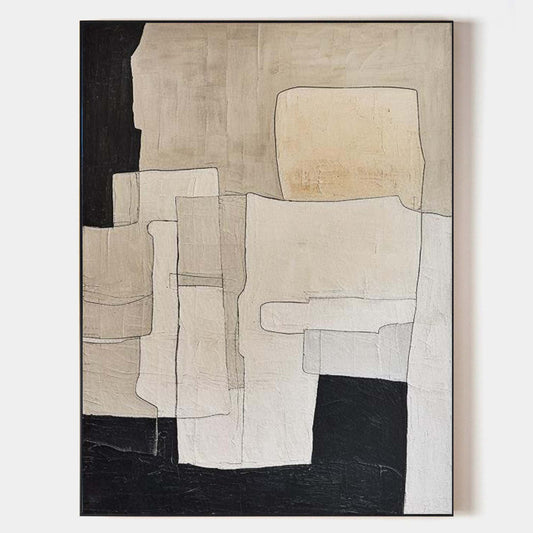 Contemporary Neutral Abstract Oil Painting for Modern Home Decor