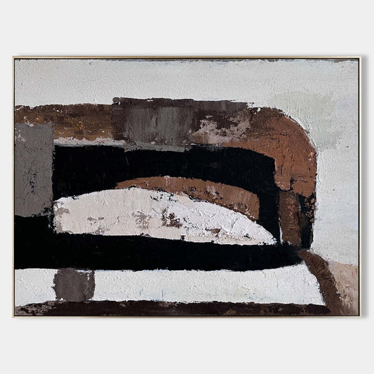 Contemporary Abstract Oil Painting with Earthy Tones and Bold Textures