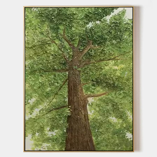 Majestic Green Canopy: Stunning Oil Painting of a Towering Tree