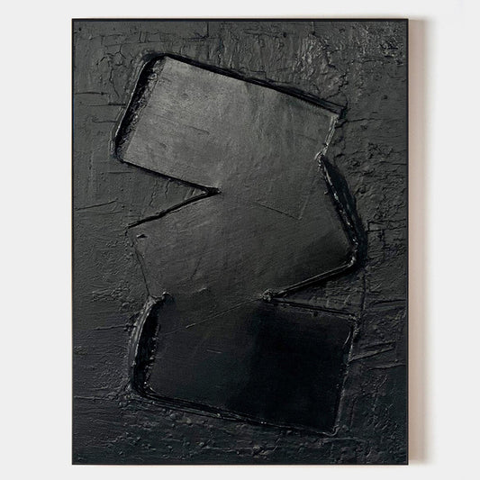 Abstract Black Minimalist Oil Painting for Modern Home Decor and Art Collection