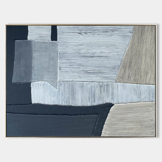 Contemporary Black and Grey Abstract Oil Painting for Elegant Home Decor