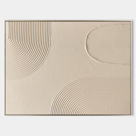 Elegant Beige Minimalist Abstract Oil Painting for Modern Home Decor