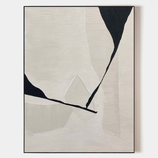 Contemporary Black and White Abstract Oil Painting for Modern Home Decor
