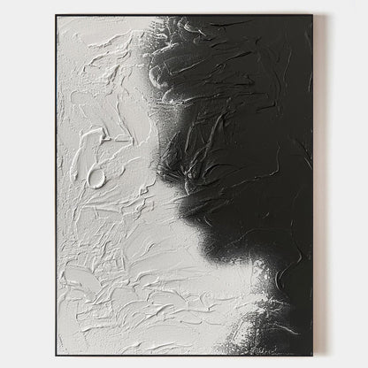 Contemporary Black and White Abstract Oil Painting for Modern Decor