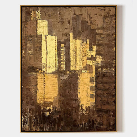 Contemporary Urban Abstract Oil Painting for Modern Home Decor