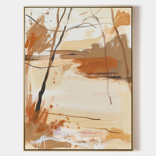 “Serene Earth Tones Abstract Oil Painting for Modern Home Décor”