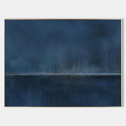 Serene Blue Abstract Landscape Oil Painting for Modern Home Decor