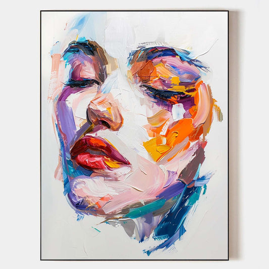 Vibrant Abstract Portrait Oil Painting with Rich Color Textures