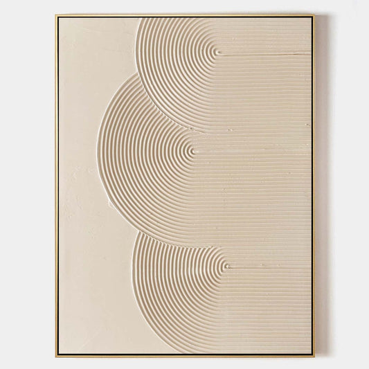 Minimalist Beige Abstract Oil Painting with Geometric Lines for Modern Decor
