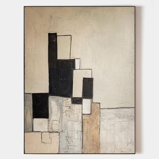 Contemporary Black and White Abstract Oil Painting for Modern Home Décor