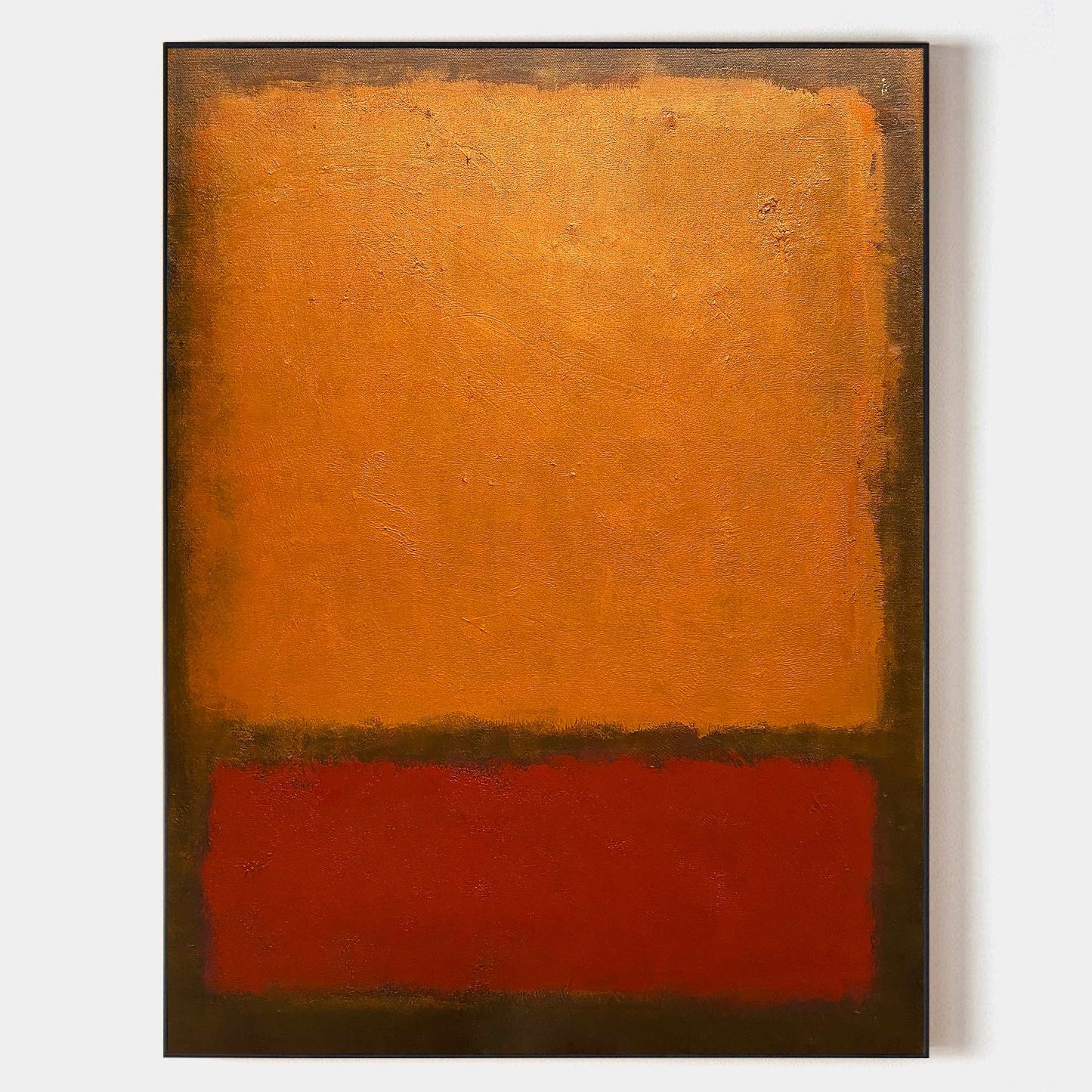 Vibrant Red and Orange Abstract Minimalist Oil Painting for Modern Decor