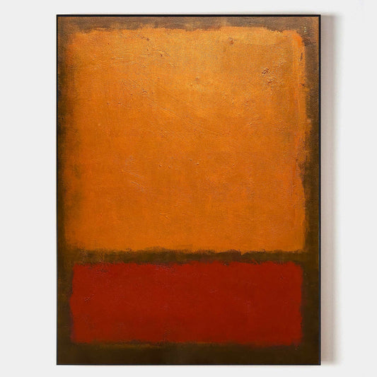 Vibrant Red and Orange Abstract Minimalist Oil Painting for Modern Decor