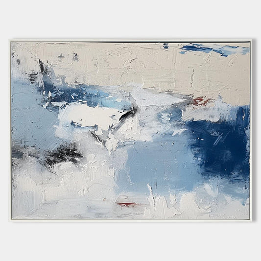 Serene Blue Abstract Oil Painting for Modern Home Decor