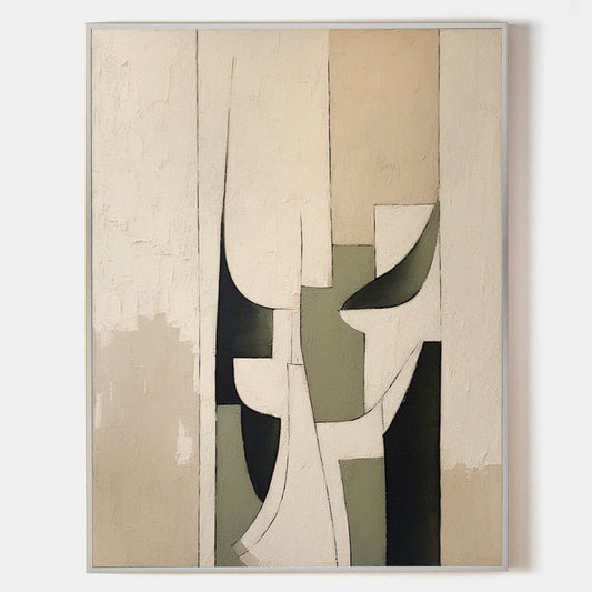 Abstract Neutral Tones Oil Painting for Contemporary Home Decor