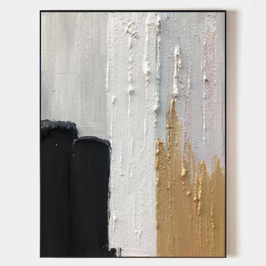 Chic Modern Abstract Oil Painting with Elegant Textures and Bold Color Contrast