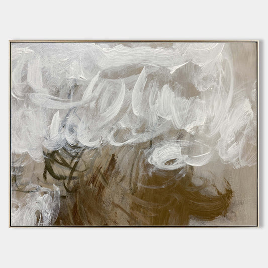 Contemporary Abstract Oil Painting with Dynamic Brushwork and Calming Tones