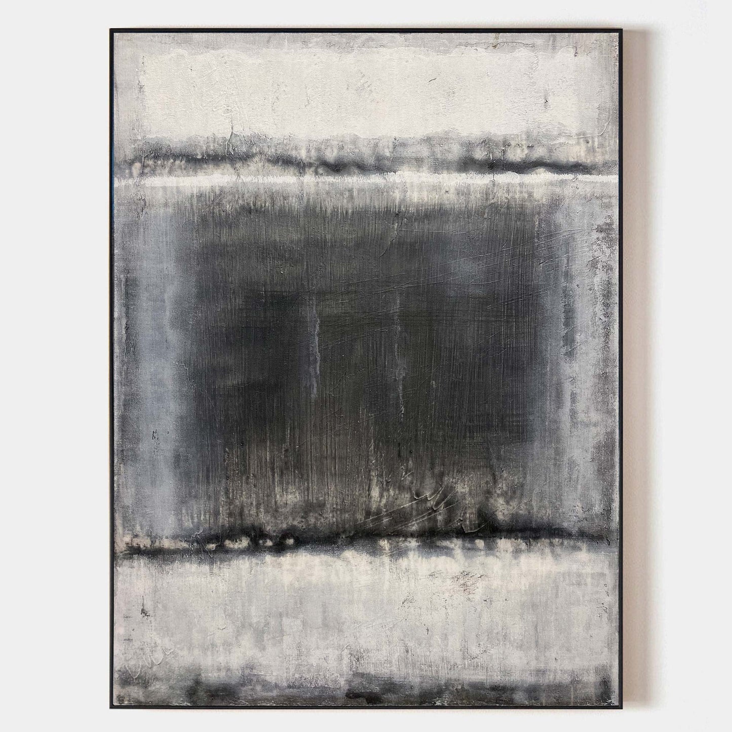 Stunning Black and White Abstract Oil Painting for Modern Home Decor