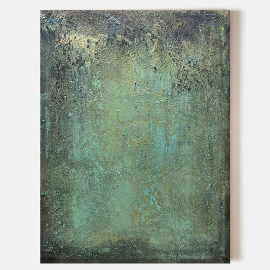 Textured Green Abstract Oil Painting for Modern Home Decor