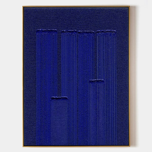 Vibrant Klein Blue Abstract Minimalist Oil Painting for Modern Home Decor