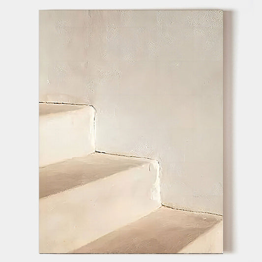 Minimalist Oil Painting of Serene Steps for Elegant Home Decor