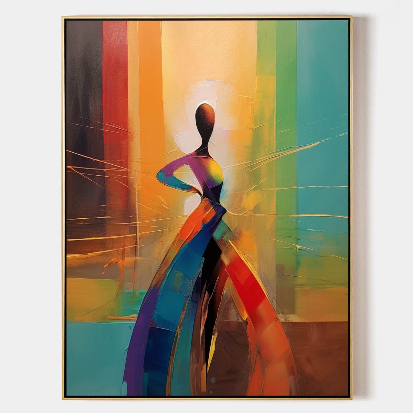 Vibrant Abstract Woman Oil Painting for Modern Home Decor