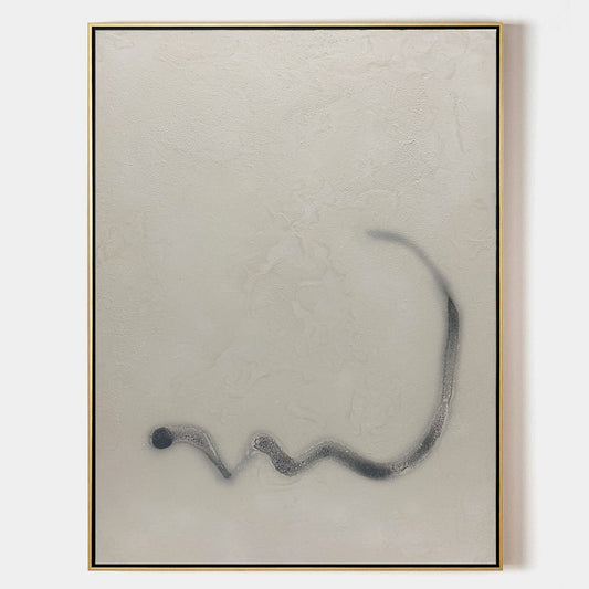 Contemporary Beige Abstract Oil Painting for Modern Home Decor