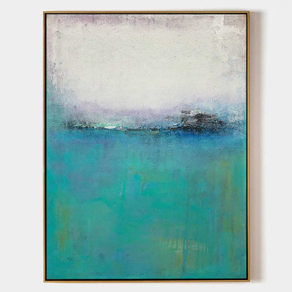 Calm Blue Abstract Oil Painting for Modern Home Decor and Art Collection