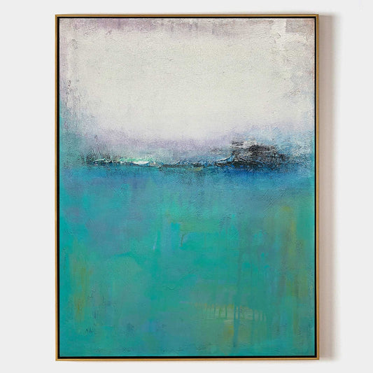 Calm Blue Abstract Oil Painting for Modern Home Decor and Art Collection