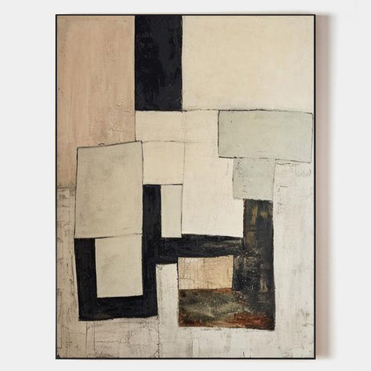 Contemporary Minimalist Oil Painting with Geometric Abstract Shapes for Modern Decor