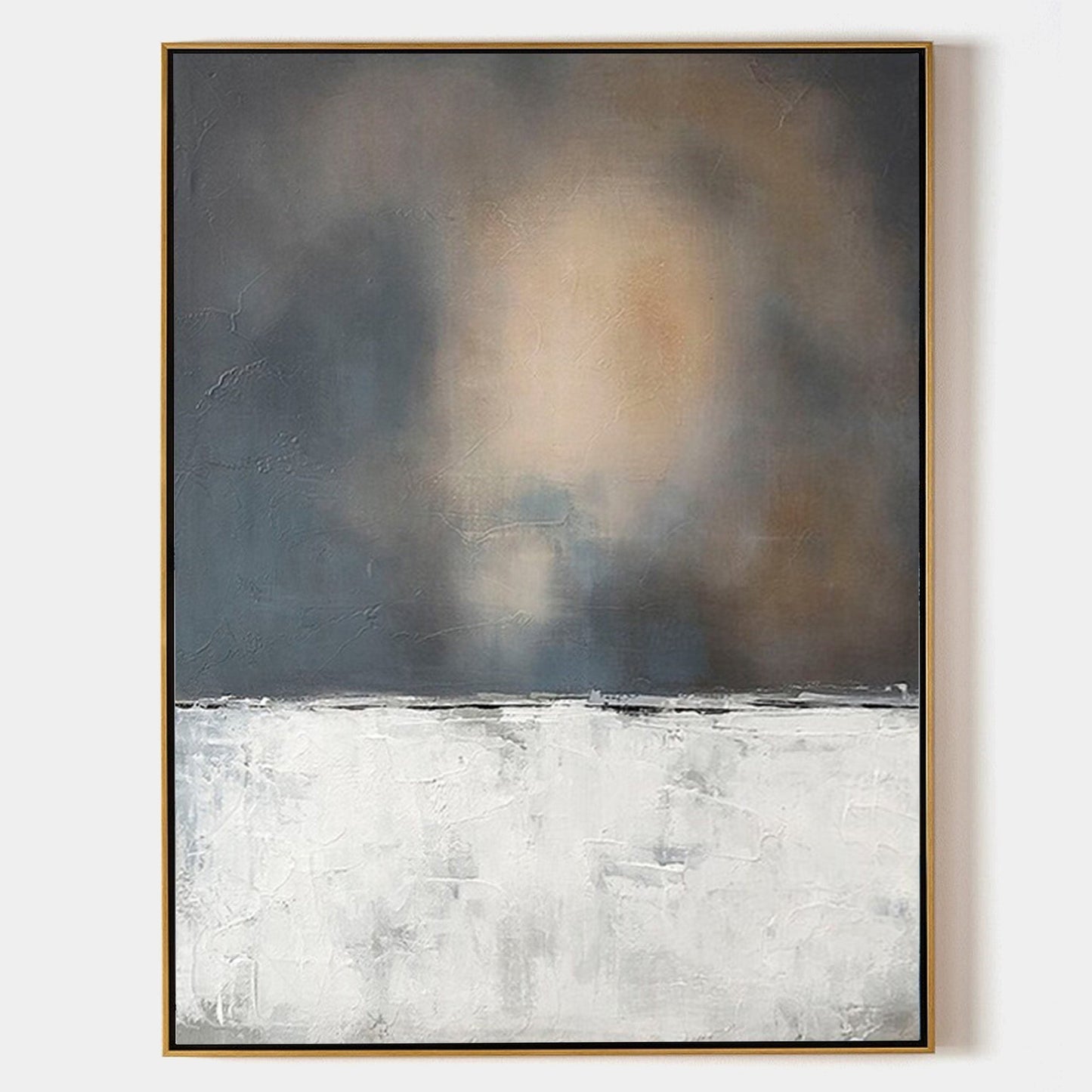 Modern Wabi-Sabi Oil Painting for Minimalist Home Decor and Tranquil Spaces