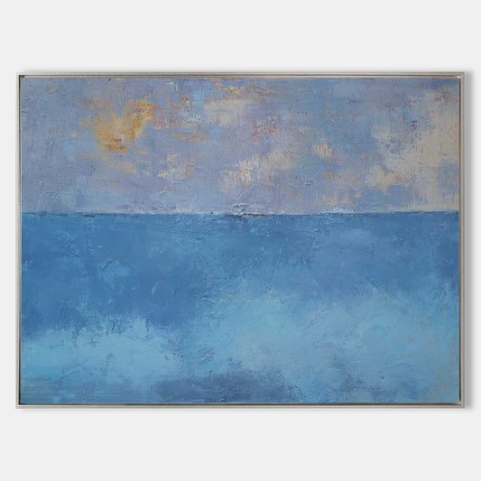 Vibrant Impressionist Ocean Canvas Art - Tranquil Seascape Blue Horizon Decor