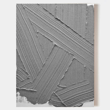 Modern Grey Abstract Oil Painting for Minimalist Home Decor