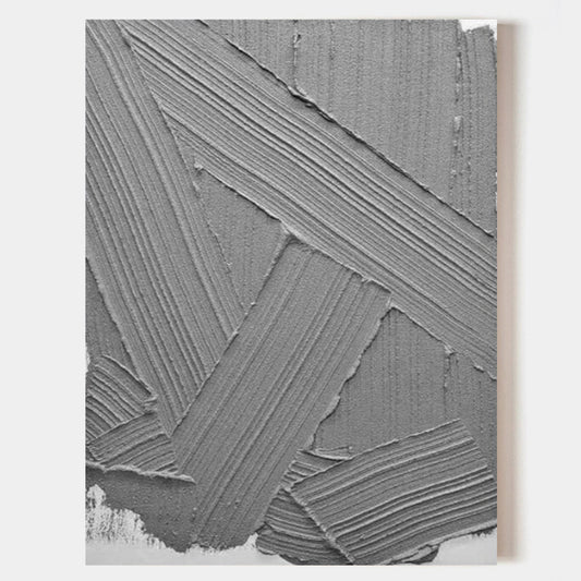 Modern Grey Abstract Oil Painting for Minimalist Home Decor