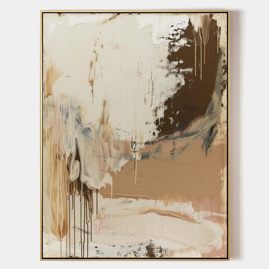 Contemporary Earth Tones Abstract Oil Painting for Modern Home Décor