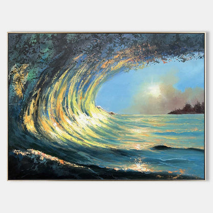 Stunning Ocean Wave Oil Painting in Hyperrealism Style