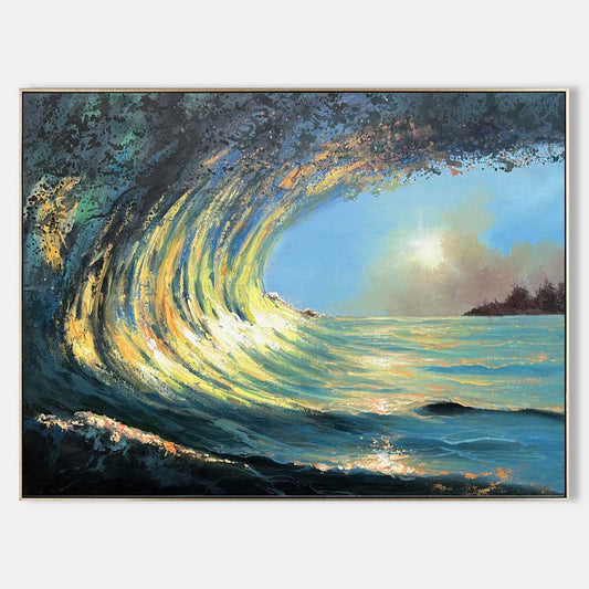 Stunning Ocean Wave Oil Painting in Hyperrealism Style