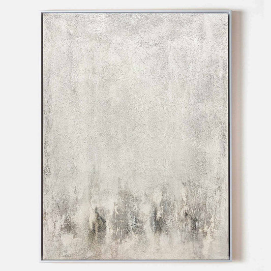 Elegant Gray and White Minimalist Oil Painting for Modern Home Decor